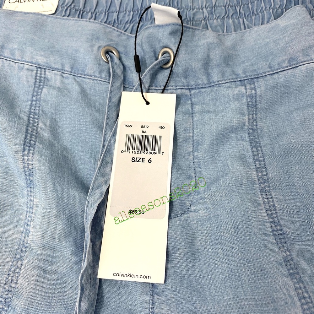 Calvin Klein CHAMBRAY DRAWSTRING UTILITY 4" SHORTS - Picture 9 of 10